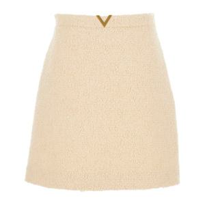 발렌티노 베이지 V 플라크 울 스커트 8B3RAEH0 9VMET5