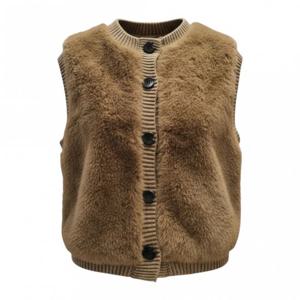 페이지플린  (F5DVT003) 라운드넥 니트 배색 페이크 퍼 베스트