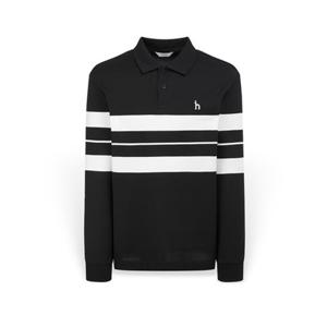 [헤지스] 남성 스트라이프 카라 긴팔티셔츠 HZTS6A204BK