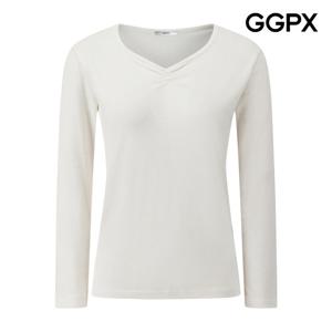 [지지피엑스]셔링 V넥 스프링 티셔츠 GQ1TS007F