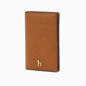 [쇼핑백동봉] 브라운 단색 소가죽 카드지갑 HIHO6E135W2
