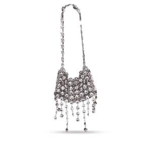 파코라반 숄더 백 with embedded 크리스탈  Articulated silver toned metal chain  Exclusive cascade design  24HSS0127SP040 TP570639595