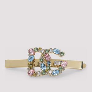 돌체앤가바나 로고 컬러풀 스톤 클립 백 헤어 클립 WHS2R5 W111