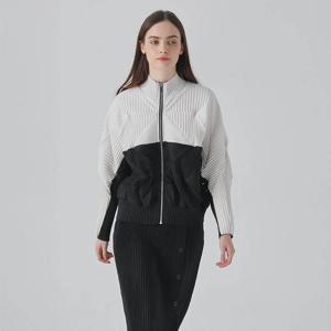 [요이츠]컬러 블록 믹스 플리츠 집업 자켓_YK02WNPJP02