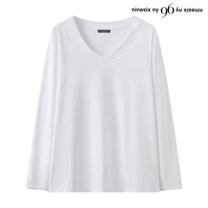 [나인식스뉴욕]무지 V넥 슬리브 데일리 긴팔 티셔츠 (NQ1LW002L0)