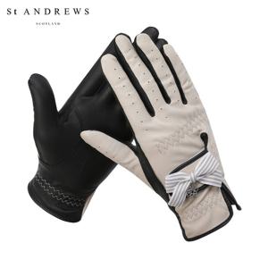 [세인트앤드류스] 여성 스트라이프 리본 양피 양손 장갑 821F7GV051_BG