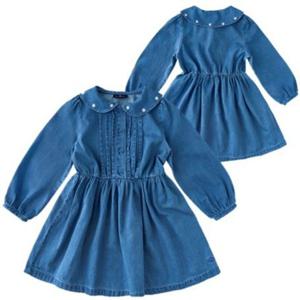 [블루독8-키즈] 데님미디엄 퓨어B.플라워원피스 카라 청치마 여아 스커트 간절기 두돌선물 초등 2611540150