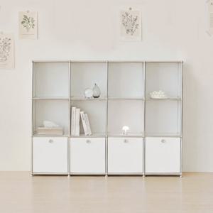 포스트모던 발렌 4X3 미드센츄리 낮은 책장 1600 3단 C3 (4도어)