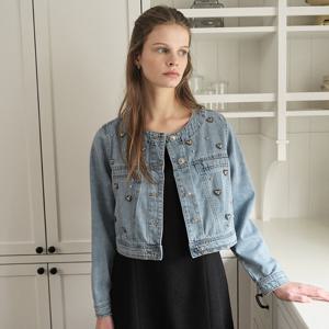 [SATIN] 하트 포인트 라운드 데님 자켓 O261T105