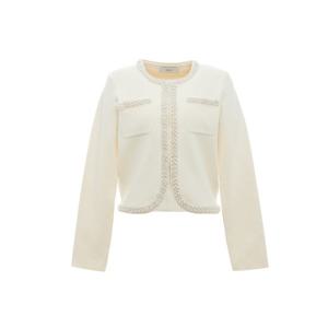 [SATIN] 비즈 트리밍 노카라 자켓_2컬러 S261C902