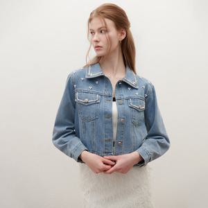[SATIN] 진주 퀼팅 포인트 데님 자켓 O261T153