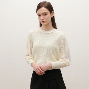 [SATIN] 진주넥 포인트 펀칭 레이스 니트_2컬러 O261T956