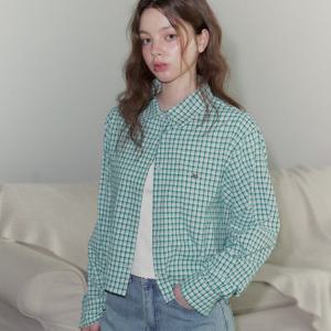 [트위]킨드 체크 크롭 긴팔 셔츠 TOBCFNB001