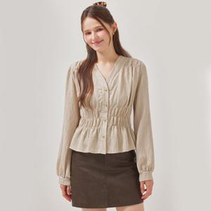 [포커스]V넥 링클 스모크 블라우스 PBBF6S1BL5211