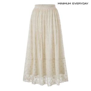 [미니멈][미니멈에브리데이] 플로럴 레이스 레이어드 밴딩 롱 스커트 (EC1WH009D)