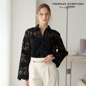 [미니멈][미니멈에브리데이] 시스루 레이스 카라 블라우스 (EC1BA014D)