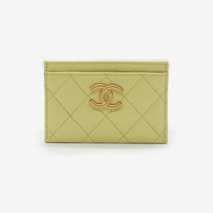 샤넬 CC로고 카드지갑 샤이니 캐비어 금장 옐로우 AP3524