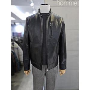 바쏘옴므 세이브존03 바쏘옴므 남자 블랙 양가죽 점퍼 차이나카라 블루종 레더 WSAQA5GU11A