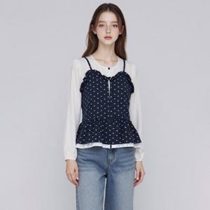 부루앤쥬디 프릴뷔스티에배색블라우스 BOSBBL504B