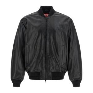 디젤 L-타입 오벌 D 로고 가죽 봄버 재킷 A204760PFAH 9XX