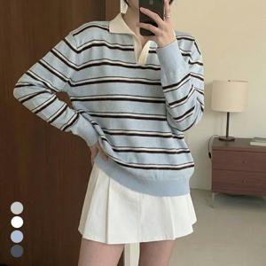 [올리비에스클로젯] 스트라이프 카라 브이넥 니트_O2602KN017A