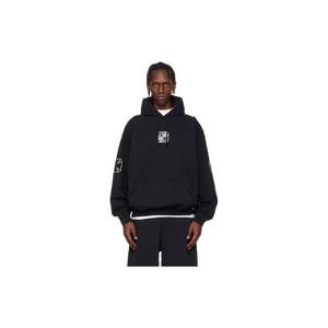 25 FW 베트멍 남성 블랙 트리플 바이커 크로스 로고 후드티 261669M202020