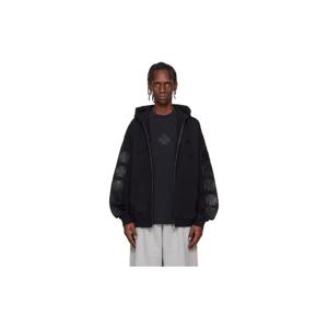 25 FW 베트멍 남성 블랙 가죽 바이커 크로스 집업 후드티 261669M202032