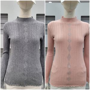 [마코]마코여성   모크넥  골조직 풀오버 니트티  MPW3SW52