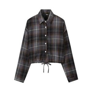 [비엔엑스]타탄 체크 밑단 스트링 셔츠 (BX3BL002L0)