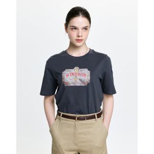 헤지스 여성 26SS 루즈핏 그래픽 반팔 티셔츠 다크그레이 HSTS6BC25G3