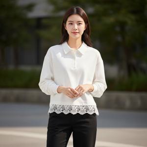 ATMARK (77까지)레이스툴버튼카라티셔츠_AA61TS008G