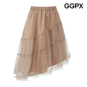 GGPX  도트 쉬폰 언발 스커트 GQ1SK019F