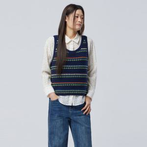 [베네통] 플라워 라인 크로셰 니트 베스트_BAKV02611NY