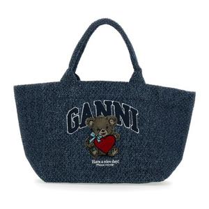 가니 로고 데님 미디엄 트라페즈 쇼퍼백 B2110028 077