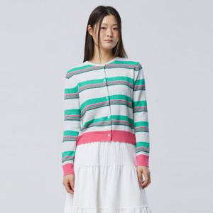 [베네통] [Online Exclusive] 스트라이프 테리 니트 가디건_BAKCE5611LB