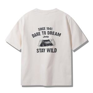 지프 STAY WILD 백프린팅 남녀공용 반팔 티셔츠 JQ2TSU104IV