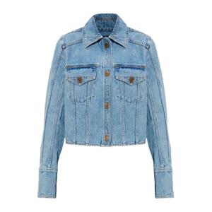 발망 버튼 프론트 체스트 포켓 크롭 데님 재킷 GF1TC215DG11 6F