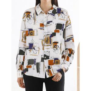 [모리스커밍홈]프렌치 나염 시크 프린트 셔츠_M2602BL601A