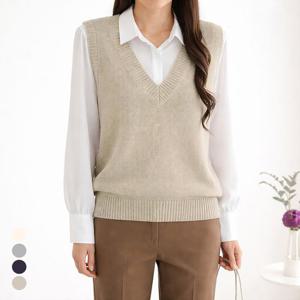 [모리스커밍홈] 기본 레이어드 브이넥 니트조끼_M2602KV003A