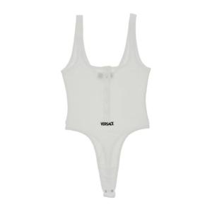 베르사체 슬리브리스 스쿱넥 스냅 크로치 바디수트 1019688 1A0