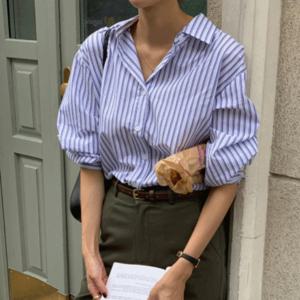 비욘드라이프 클래식 파리 무드 스트라이프 셔츠 1001787