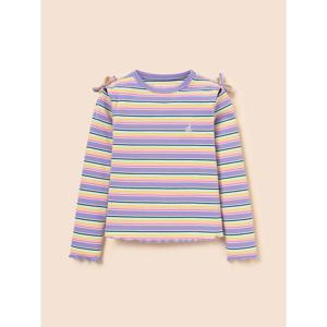 [빈폴키즈] 여아 스트라이프 골지 컷아웃 티셔츠  라이트 퍼플 (BI6241G02V)