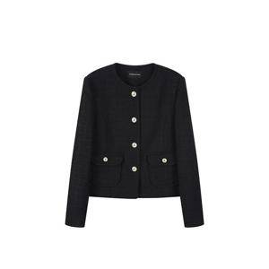 플라스틱아일랜드  (PS1WJ262) 라운드넥 트위드 자켓