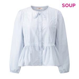 [숲]리본 타이 레이스 프릴 블라우스 S61LS08