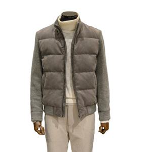 [바쏘]FW  그레이  울배색 프리미엄 구스다운  하이브리브 블루종점퍼KBGZDUA12k