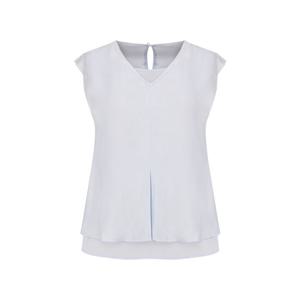 올리비아하슬러 쉬폰배색 V넥 블라우스_OHEMBL204