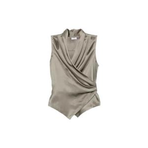26SS 브루넬로 쿠치넬리 Wrap around sleeveless 탑 in fine 실크 satin MB179EG906C9125 TP571035055