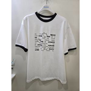 [에꼴리에]5부 박스 레터링 오버핏 링거티 26B04840