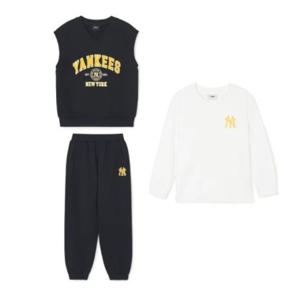 M MLB키즈트레이닝세트 NQK 7AS1V0741-50BKS VARSITY 3PCS 베스트 긴팔 세트