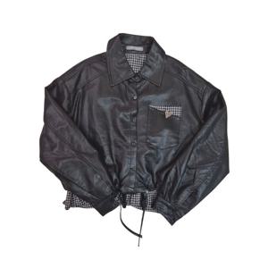 [르니앤맥코이(여성)]체크 포인트 밑단 쪼임 인조 자켓(MM11JK006HJY)